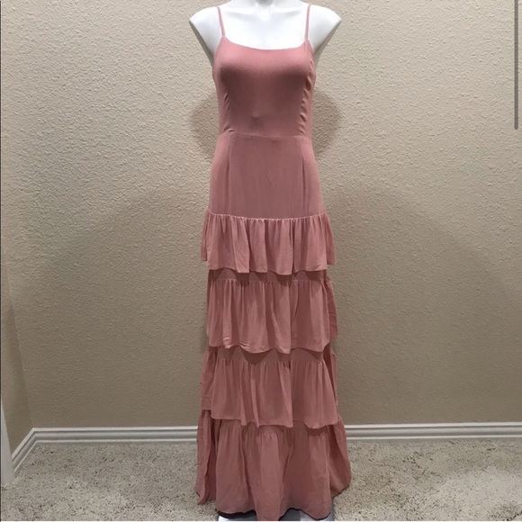 NEW Reformation Foxglove Pink Ruffle Maxi Dress - Picture 2 of 7